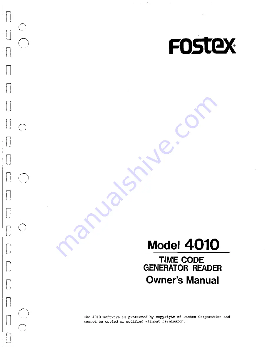 Fostex 4010 Owner'S Manual Download Page 1