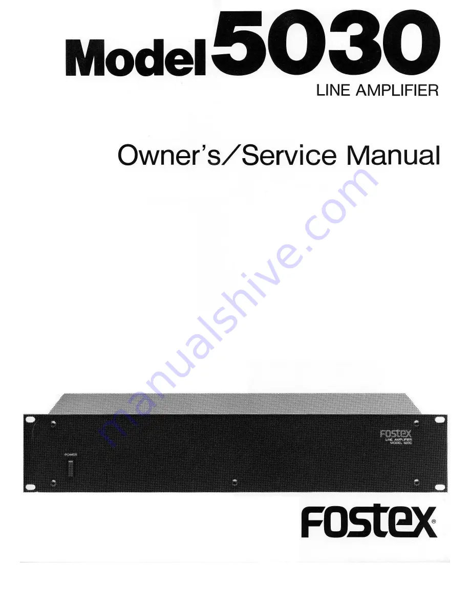 Fostex 5030 Owner'S And Service Manual Download Page 1