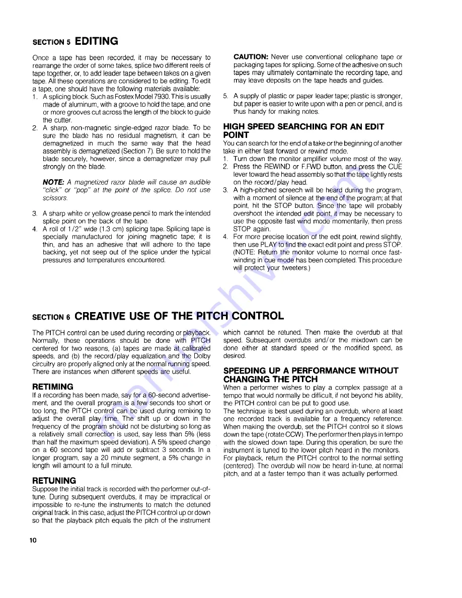 Fostex 80 Owner'S Manual Download Page 12