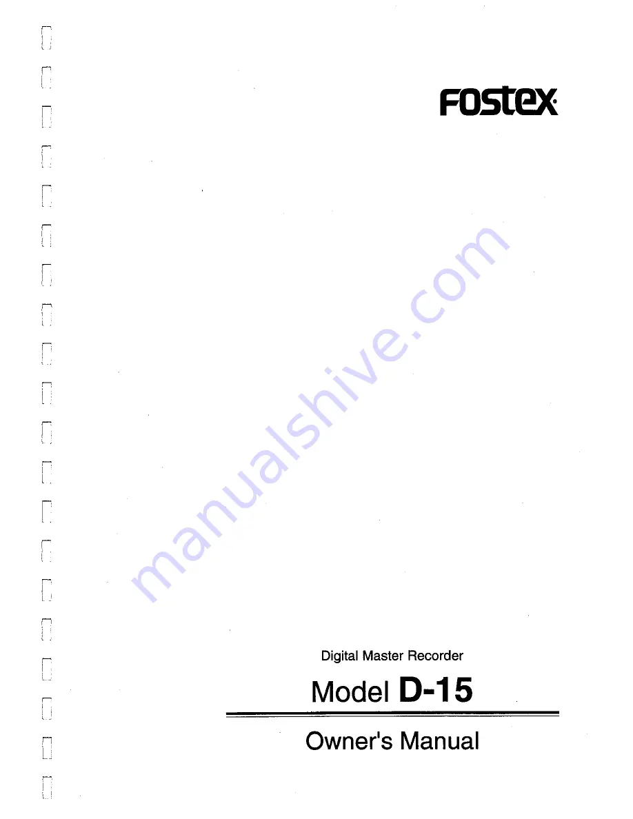 Fostex D-15 Owner'S Manual Download Page 1