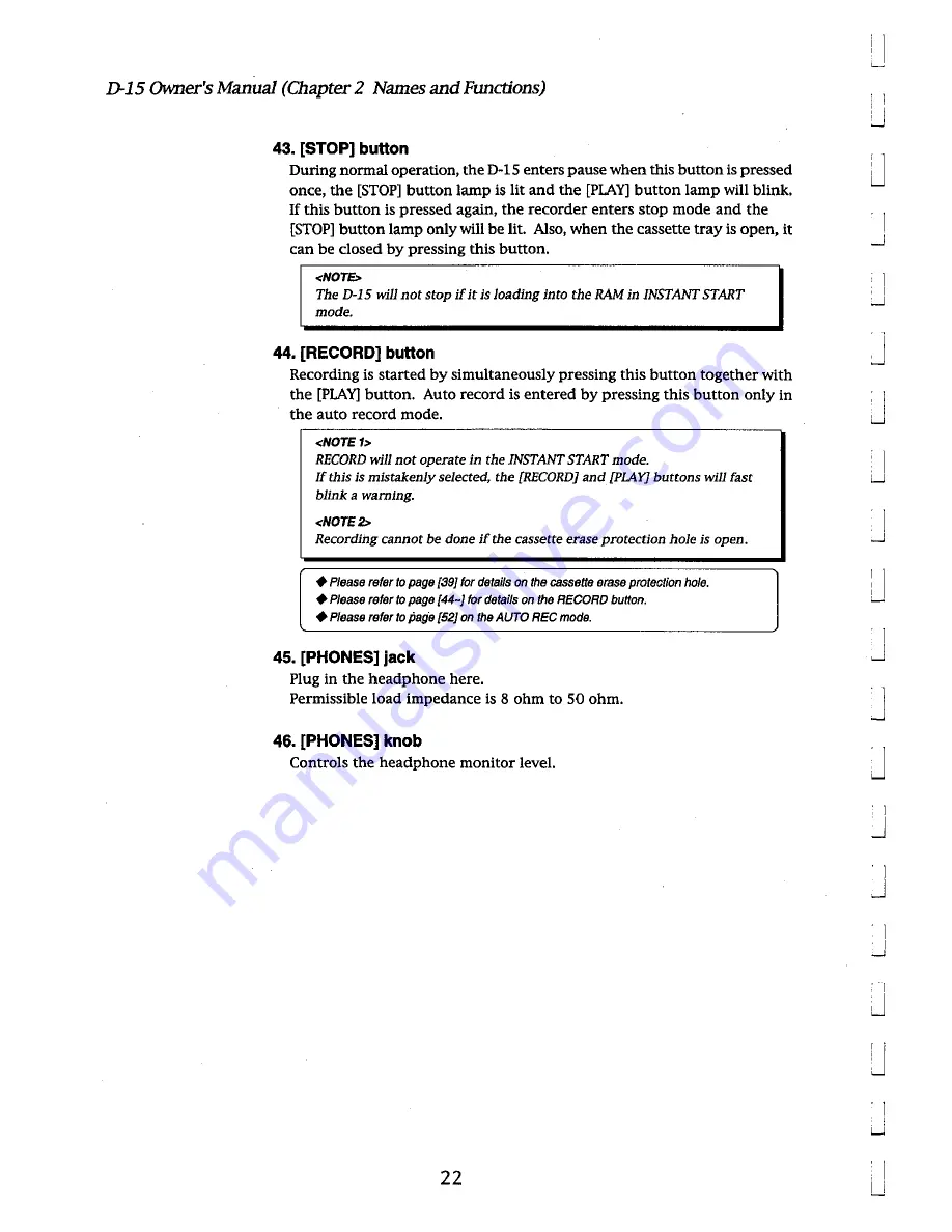 Fostex D-15 Owner'S Manual Download Page 22