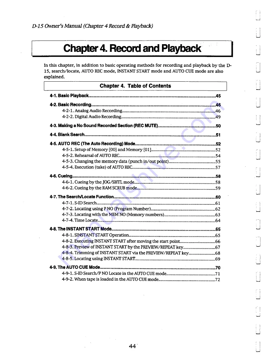 Fostex D-15 Owner'S Manual Download Page 44