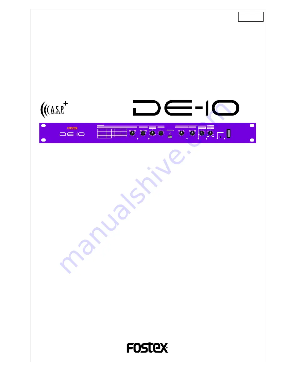 Fostex DE-10 Скачать руководство пользователя страница 1