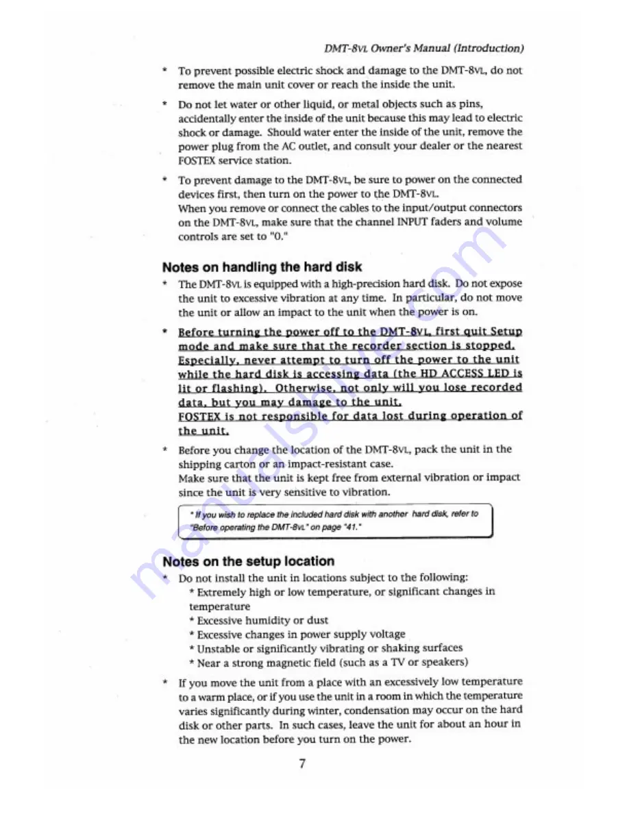 Fostex DMT-8VL Owner'S Manual Download Page 7