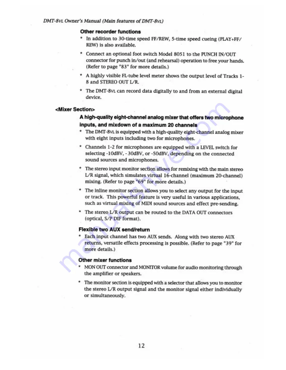 Fostex DMT-8VL Owner'S Manual Download Page 12