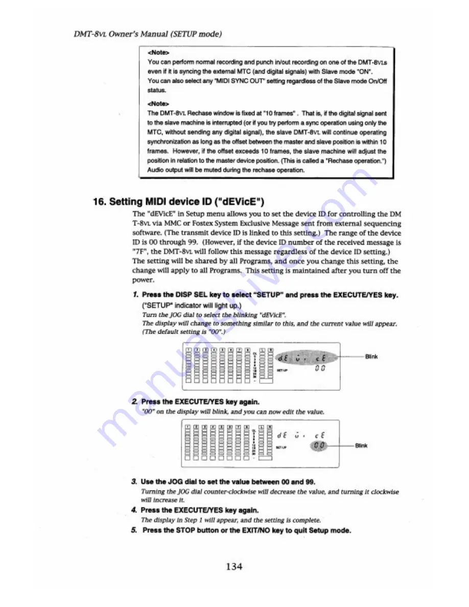 Fostex DMT-8VL Owner'S Manual Download Page 134