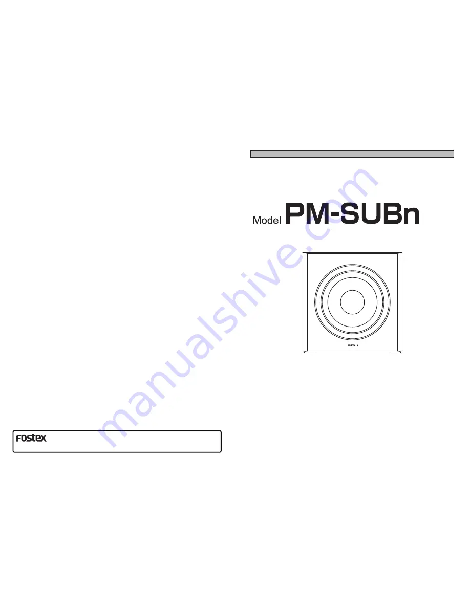 Fostex PM-SUBN Owner'S Manual Download Page 1