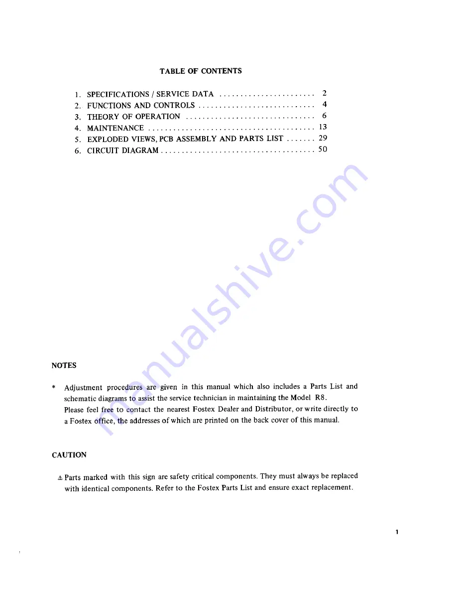 Fostex R8 Service Manual Download Page 2