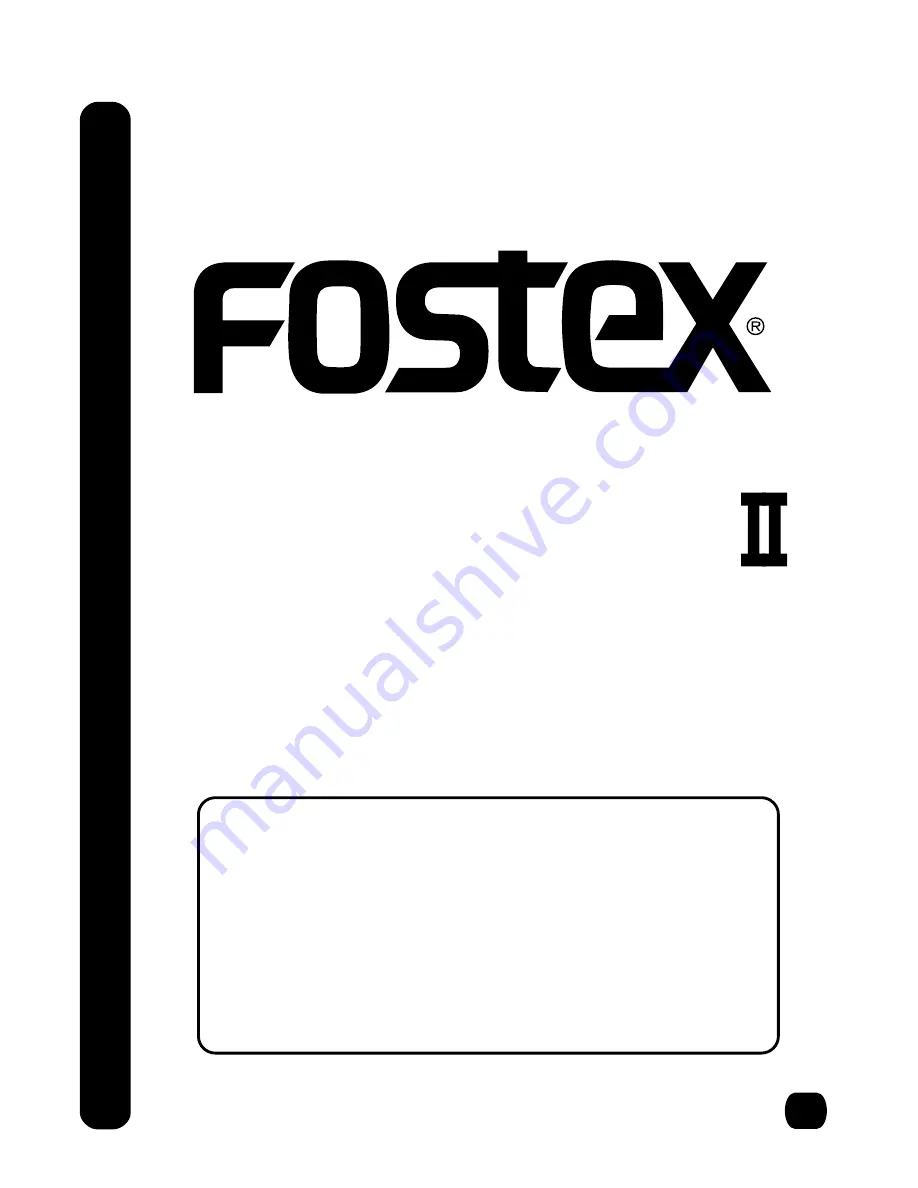 Fostex Speaker User Manual Download Page 1