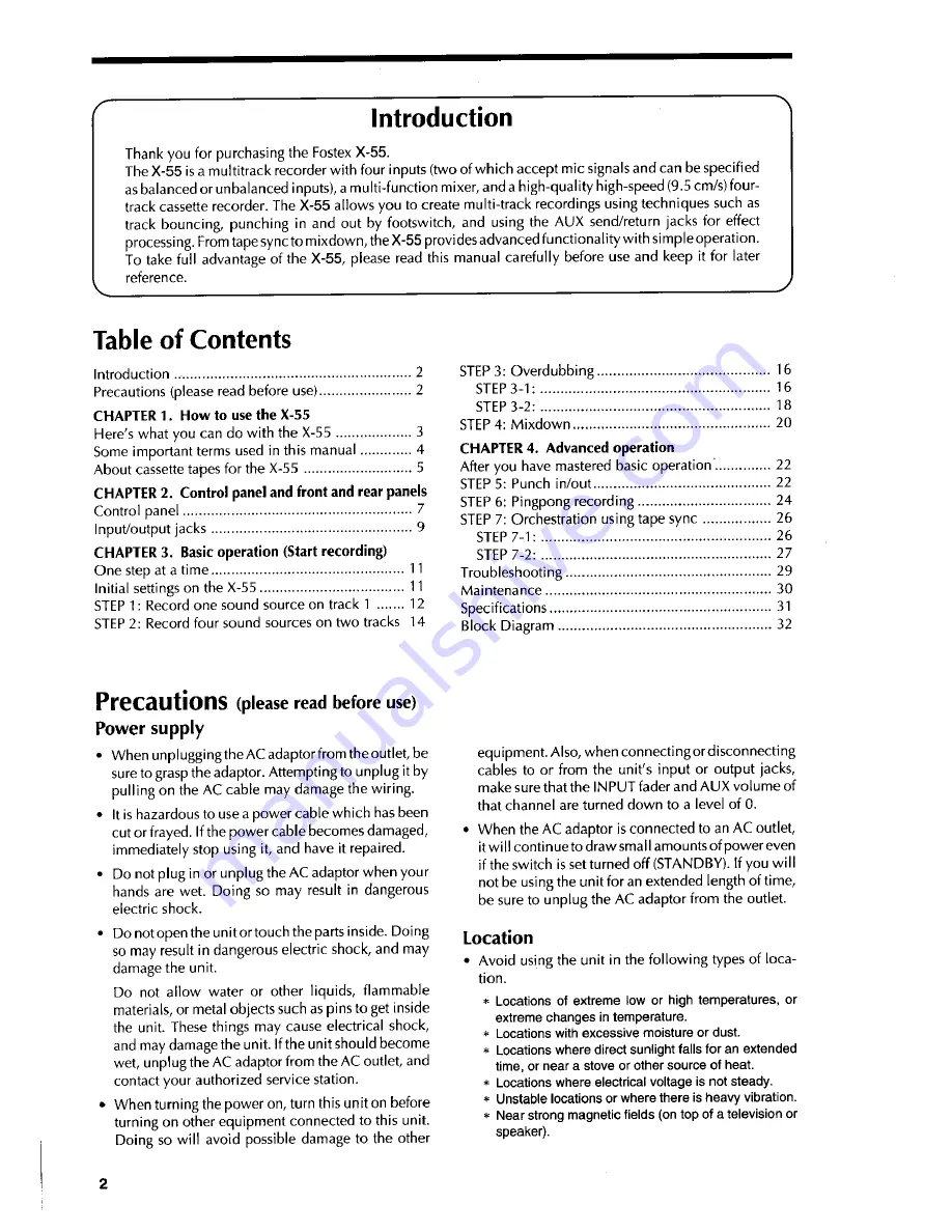 Fostex X-55 Owner'S Manual Download Page 3