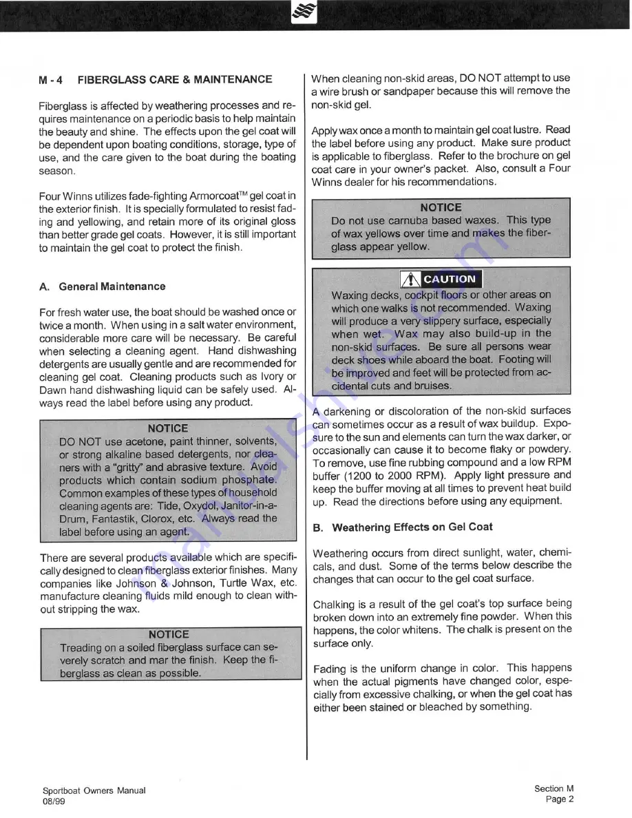 Four winns Horizon 170 Owner'S Manual Download Page 86