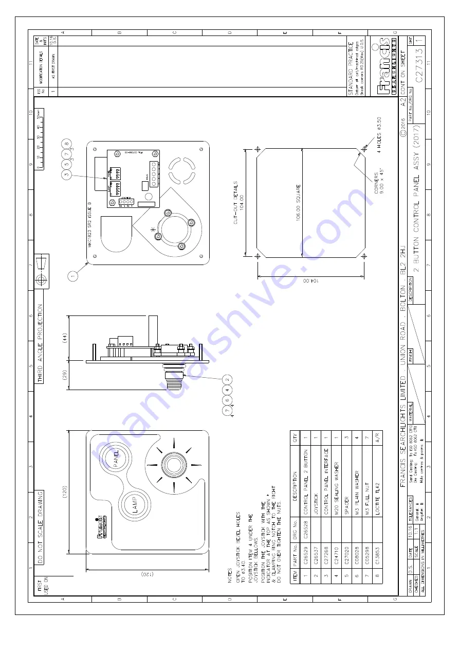 Francis Searchlights A7110 User Instruction & Installation Manual Download Page 37