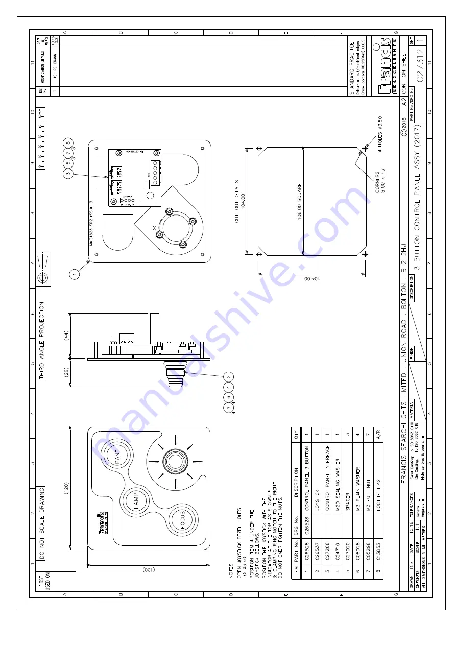 Francis Searchlights A7110 User Instruction & Installation Manual Download Page 38