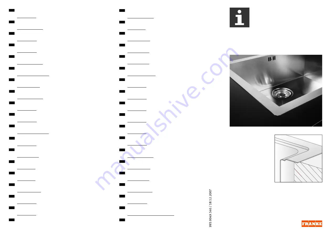 Franke SlimTop Series Quick Manual Download Page 1