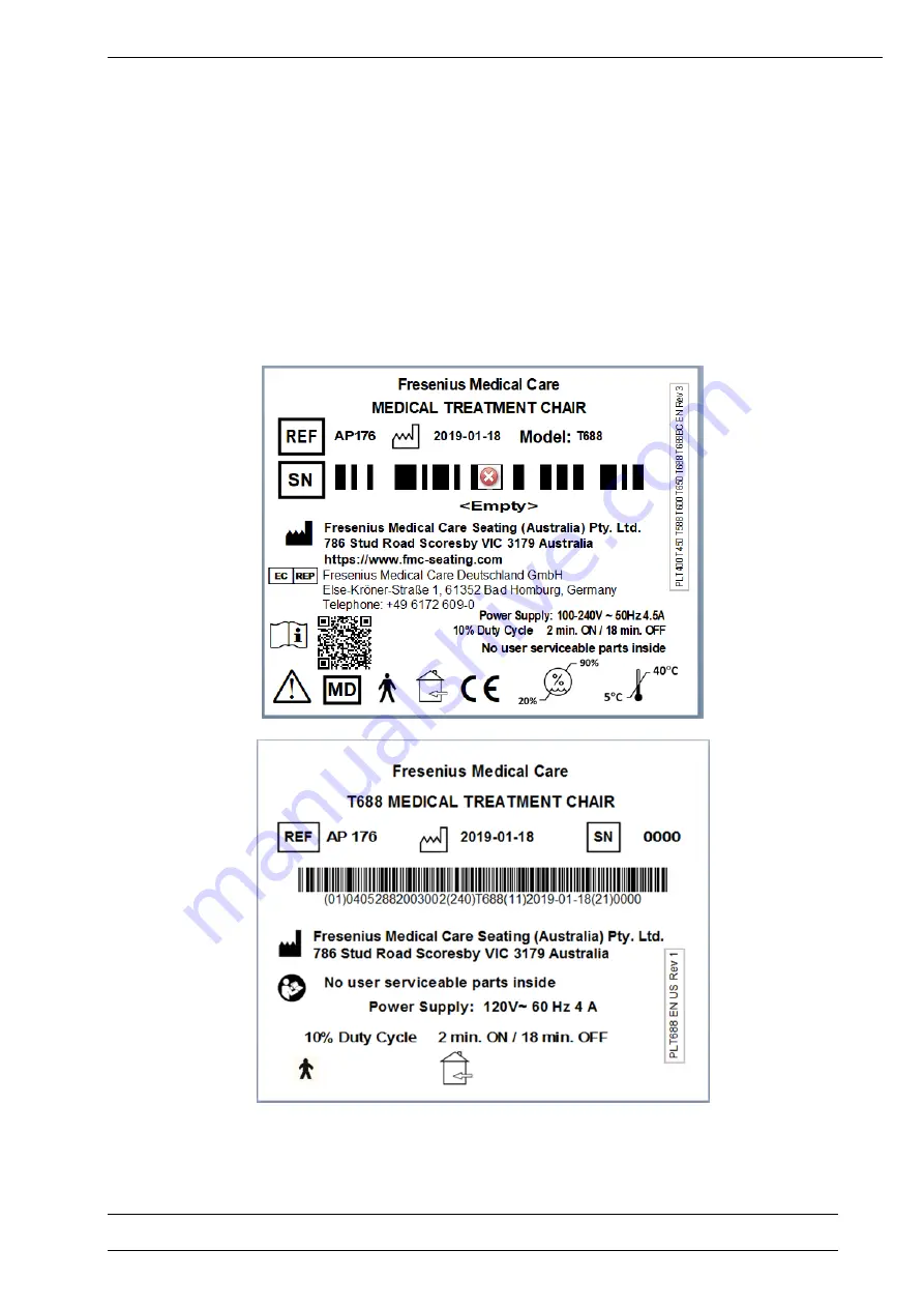 Fresenius Medical Care T688 Series Instruction Manual Download Page 16