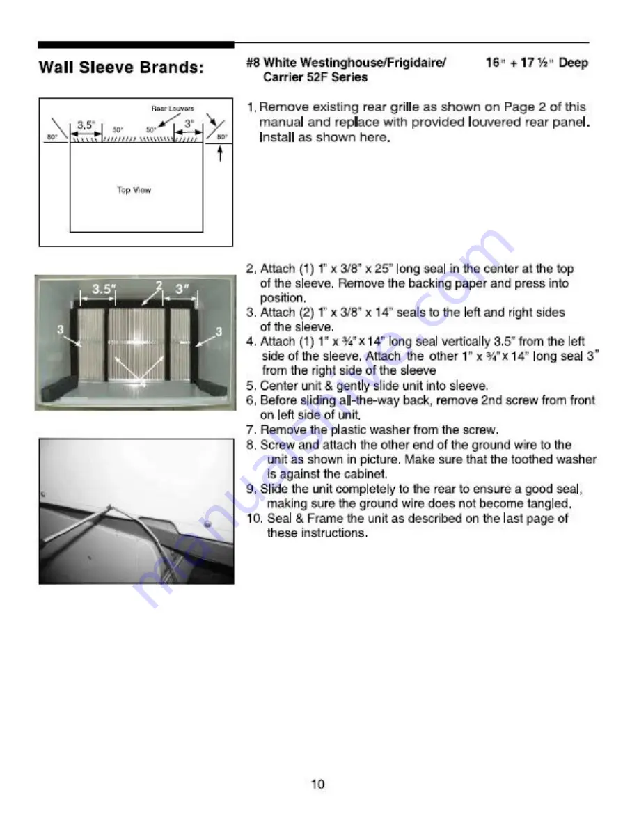 Frigidaire 000 BTU Through-the-Wall Room Air Conditioner Скачать руководство пользователя страница 10