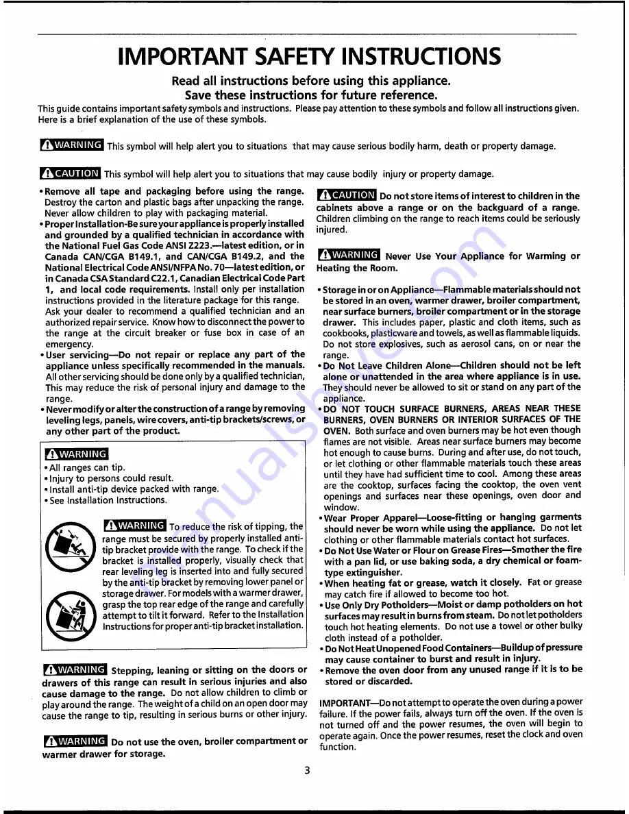 Frigidaire 316000281 Owner'S Manual Download Page 3