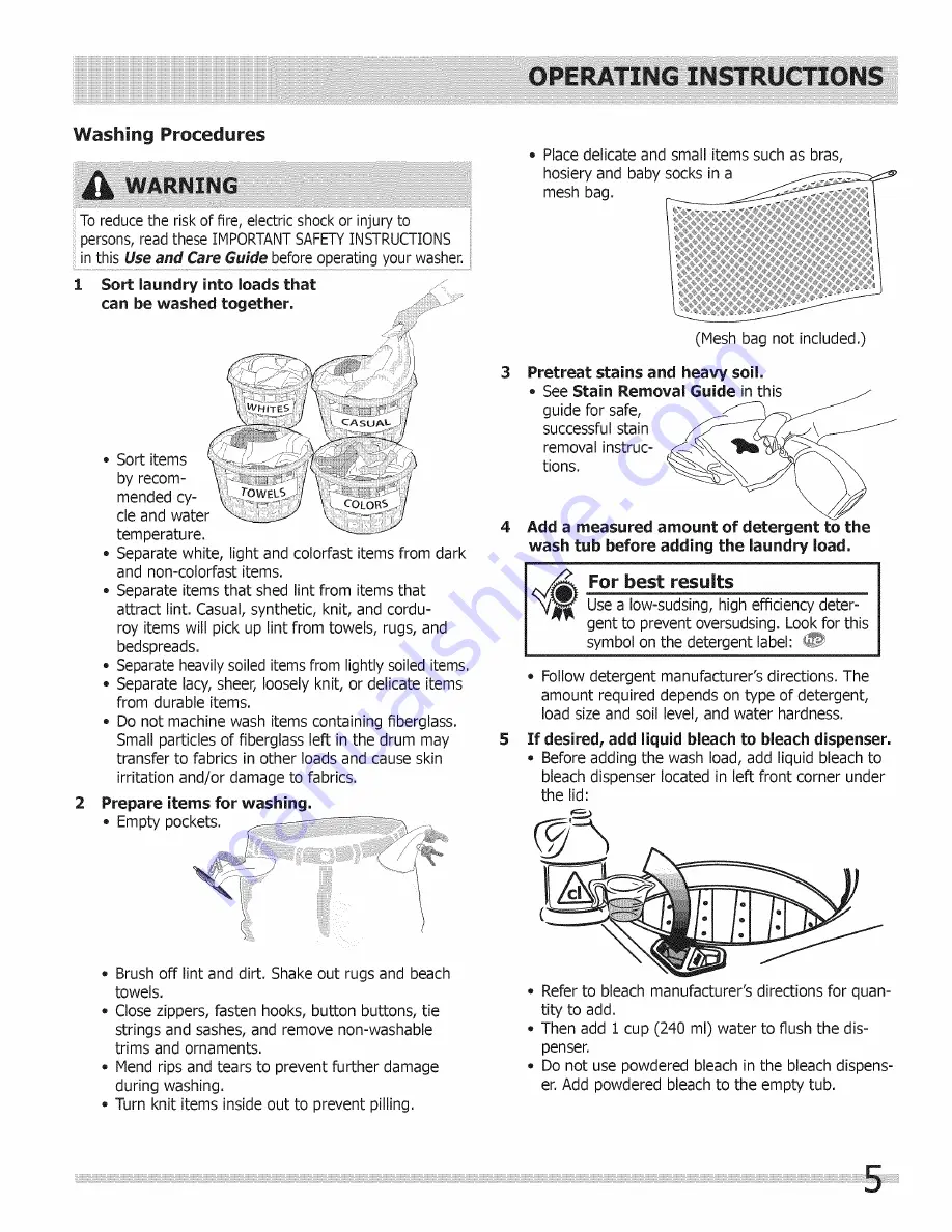 Frigidaire affinity 137409500c Use & Care Manual Download Page 5