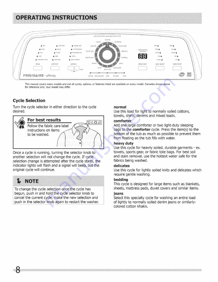 Frigidaire affinity 137409500c Use & Care Manual Download Page 8