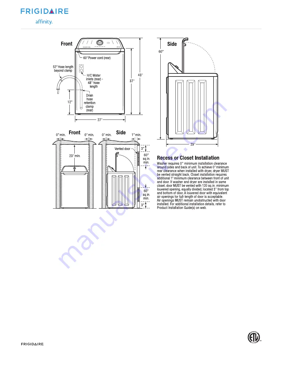 Frigidaire Affinity FAHE4044M W? Скачать руководство пользователя страница 3