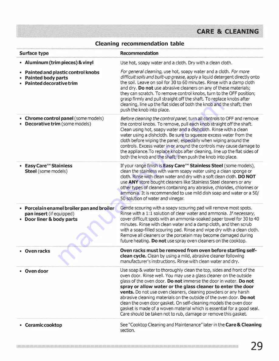 Frigidaire BGEF3044KFA Use & Care Manual Download Page 29