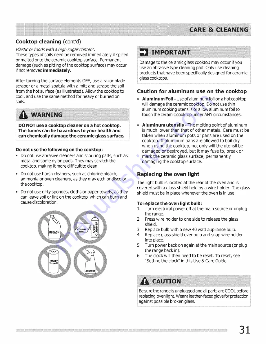 Frigidaire BGEF3044KFA Use & Care Manual Download Page 31