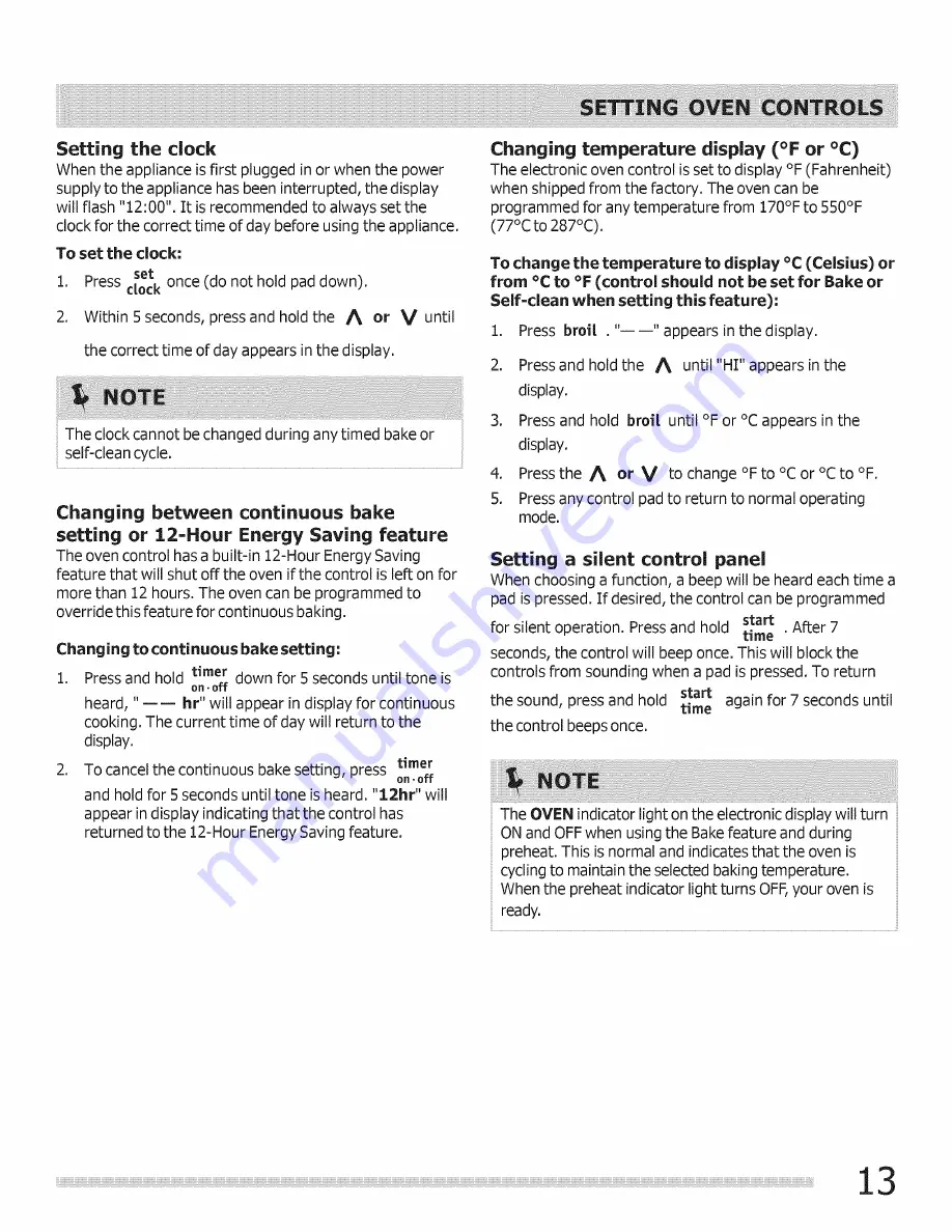 Frigidaire BGGF3031KWH Use & Care Manual Download Page 13