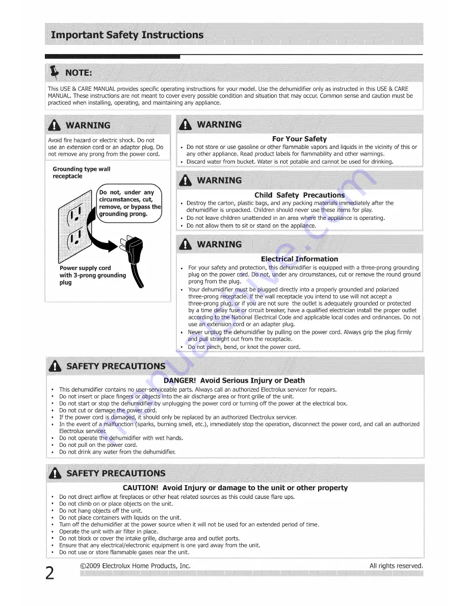 Frigidaire CAD304NUL10 Use & Care Manual Download Page 2