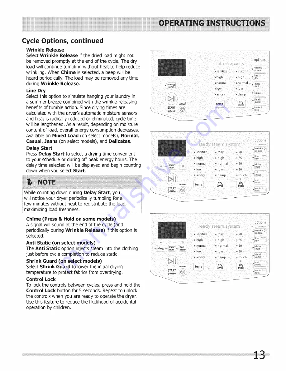 Frigidaire CAQE7072LA0 Use & Care Manual Download Page 13