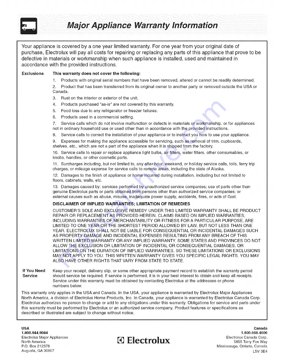 Frigidaire CFCS366EB1 Use & Care Manual Download Page 22