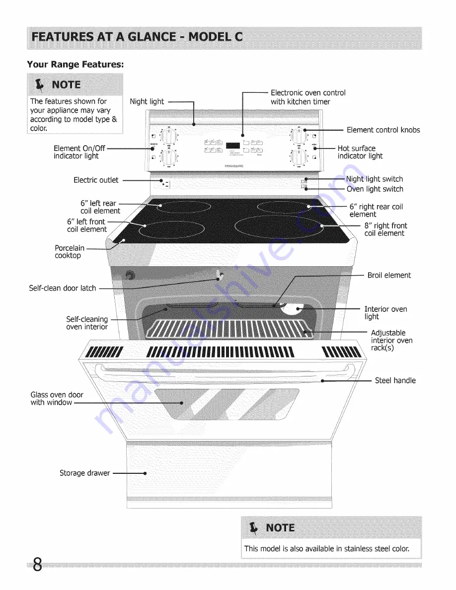 Frigidaire CFEF2405LWA Use & Care Manual Download Page 8