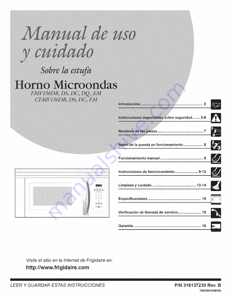 Frigidaire CFMV156DB Use & Care Manual Download Page 17