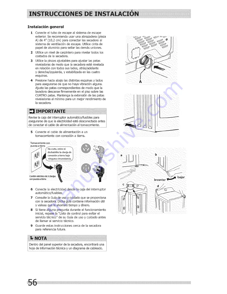 Frigidaire CFRE1001PW0 Installation Manual Download Page 56