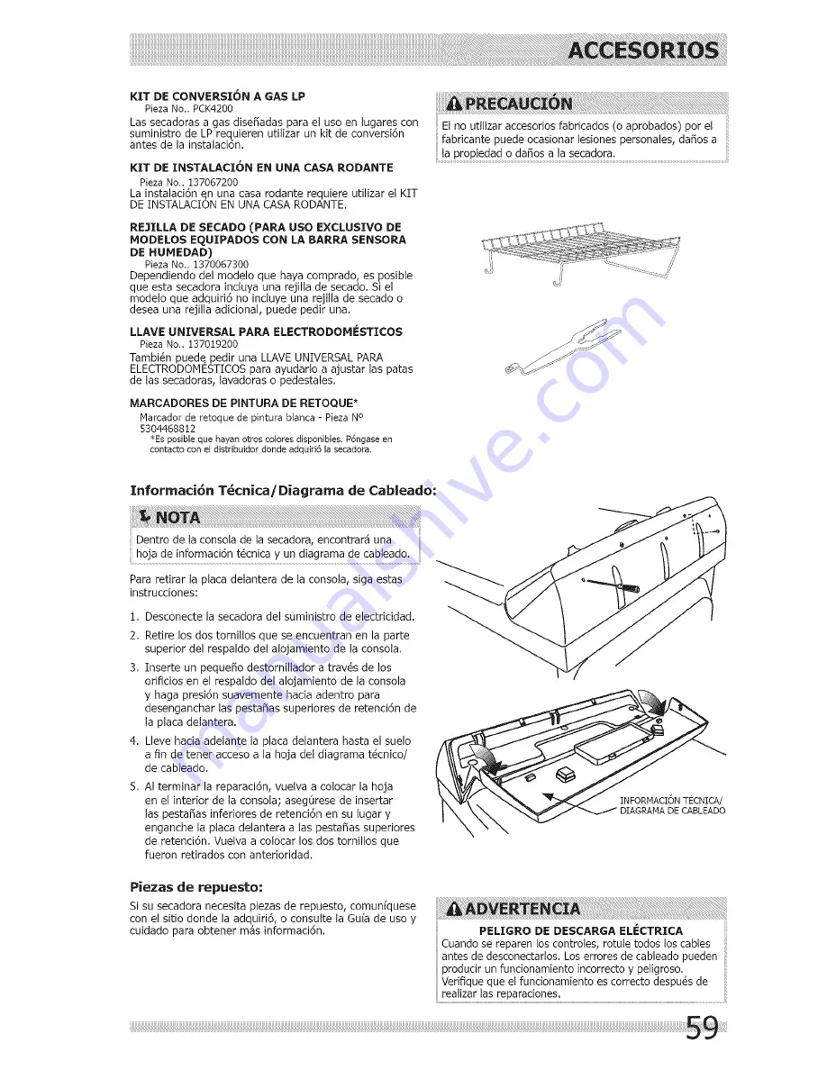 Frigidaire CFRE1001PW0 Скачать руководство пользователя страница 59