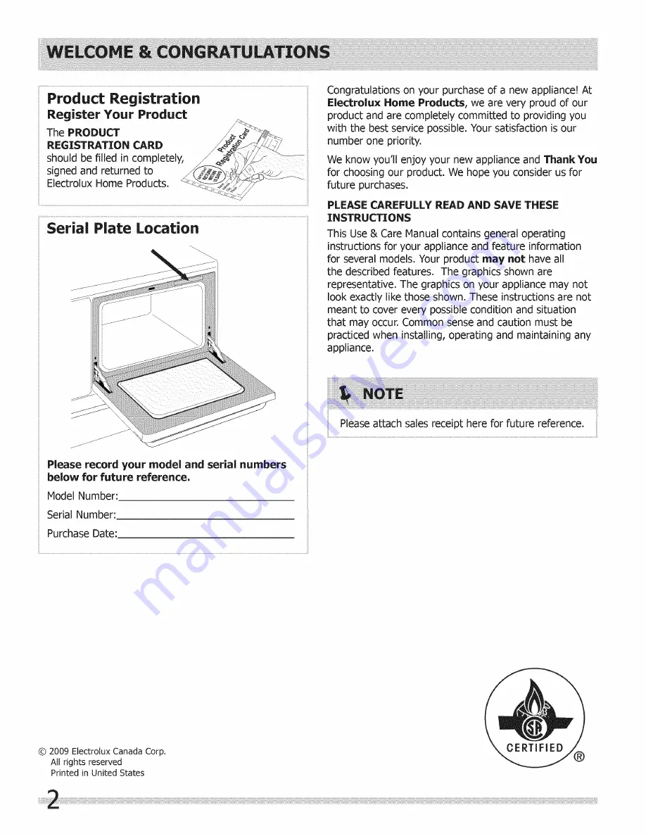 Frigidaire CPDF4085KF2 Скачать руководство пользователя страница 2