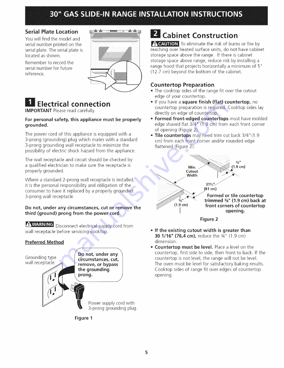 Frigidaire CPGS3085KF7 Installation Instructions Manual Download Page 5