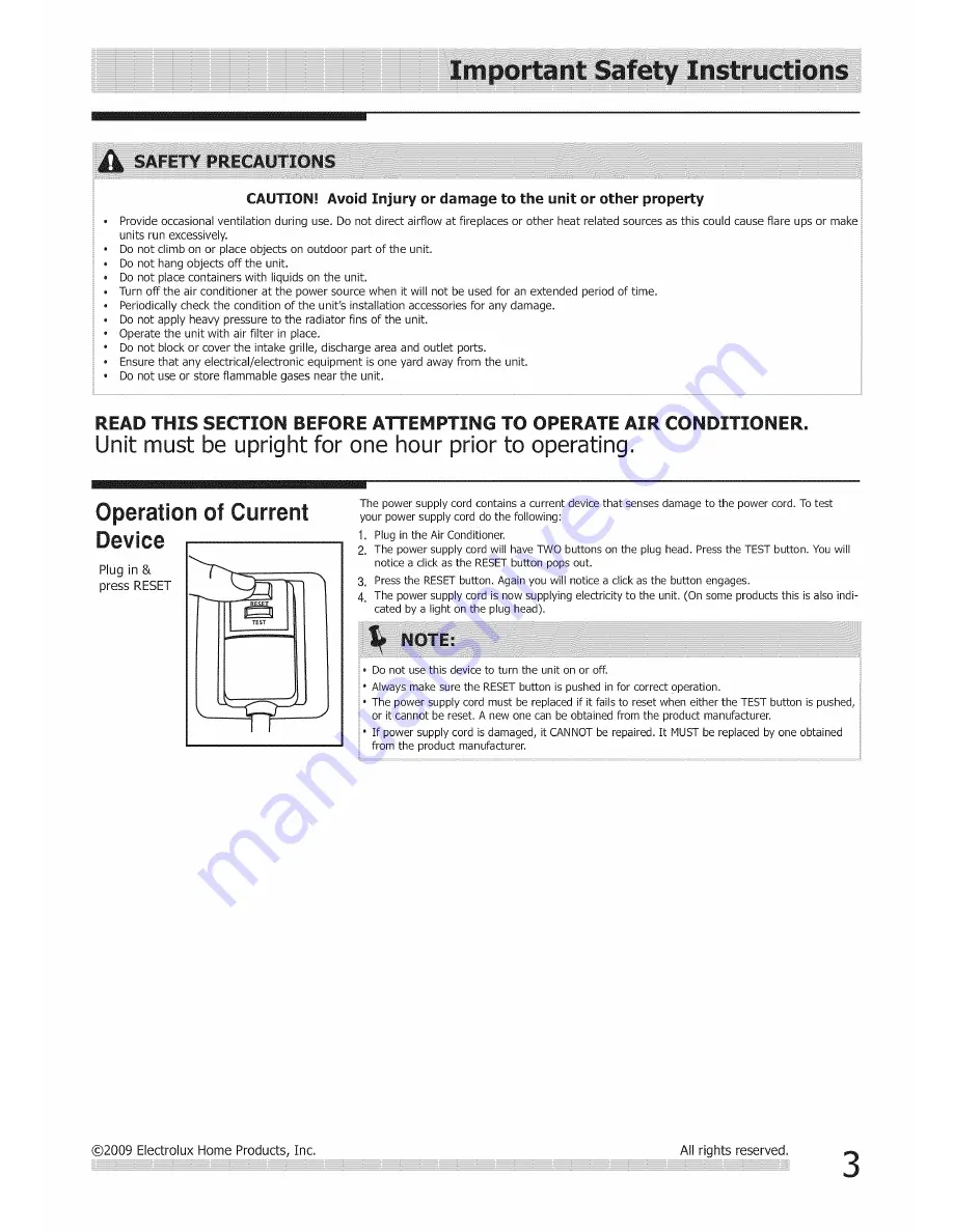 Frigidaire CRA057XT710 Скачать руководство пользователя страница 3