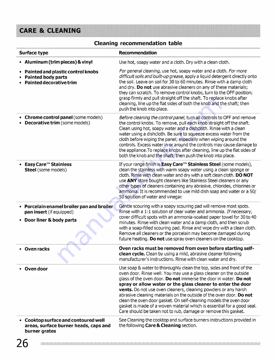 Frigidaire DGGF3054KFA Use & Care Manual Download Page 26