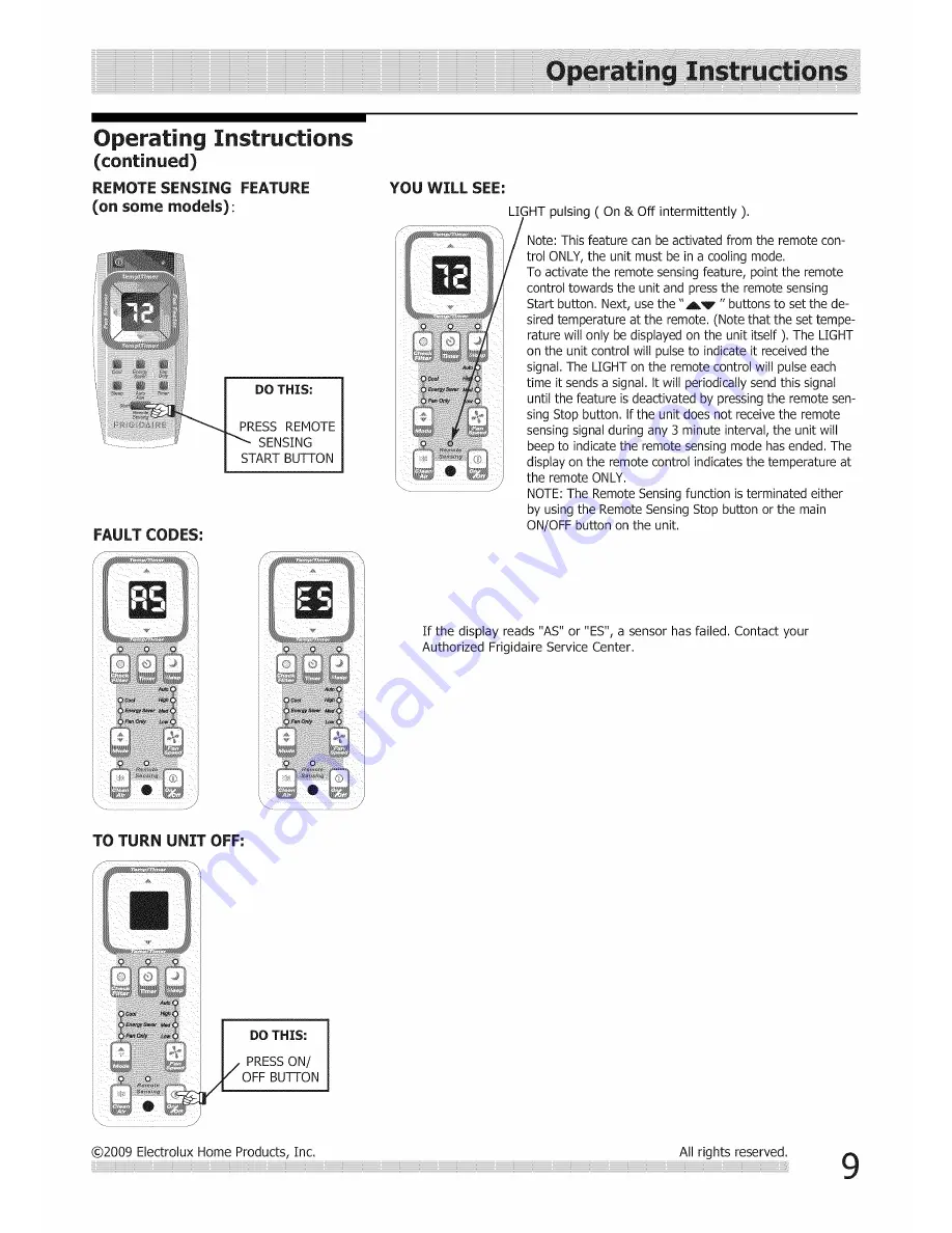 Frigidaire FAA055T7A10 Скачать руководство пользователя страница 9