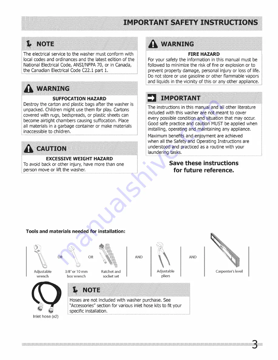 Frigidaire FAHE1011MW0 Installation Manual Download Page 3