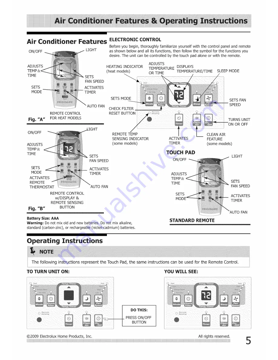 Frigidaire FAM156T1A11 Use & Care Manual Download Page 5