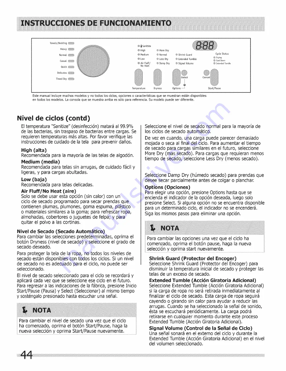 Frigidaire FAQG7017KA0 Use & Care Manual Download Page 44