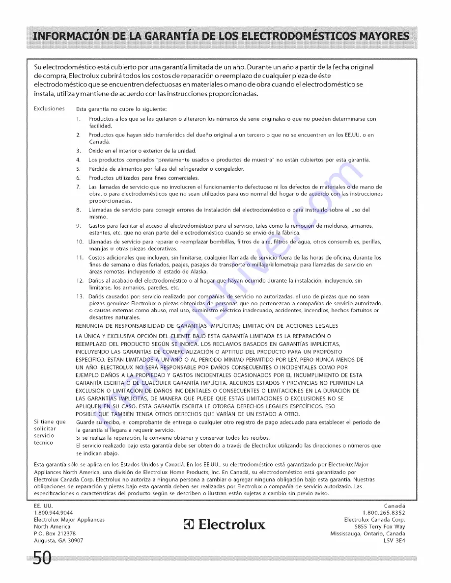 Frigidaire FAQG7017KA0 Use & Care Manual Download Page 50