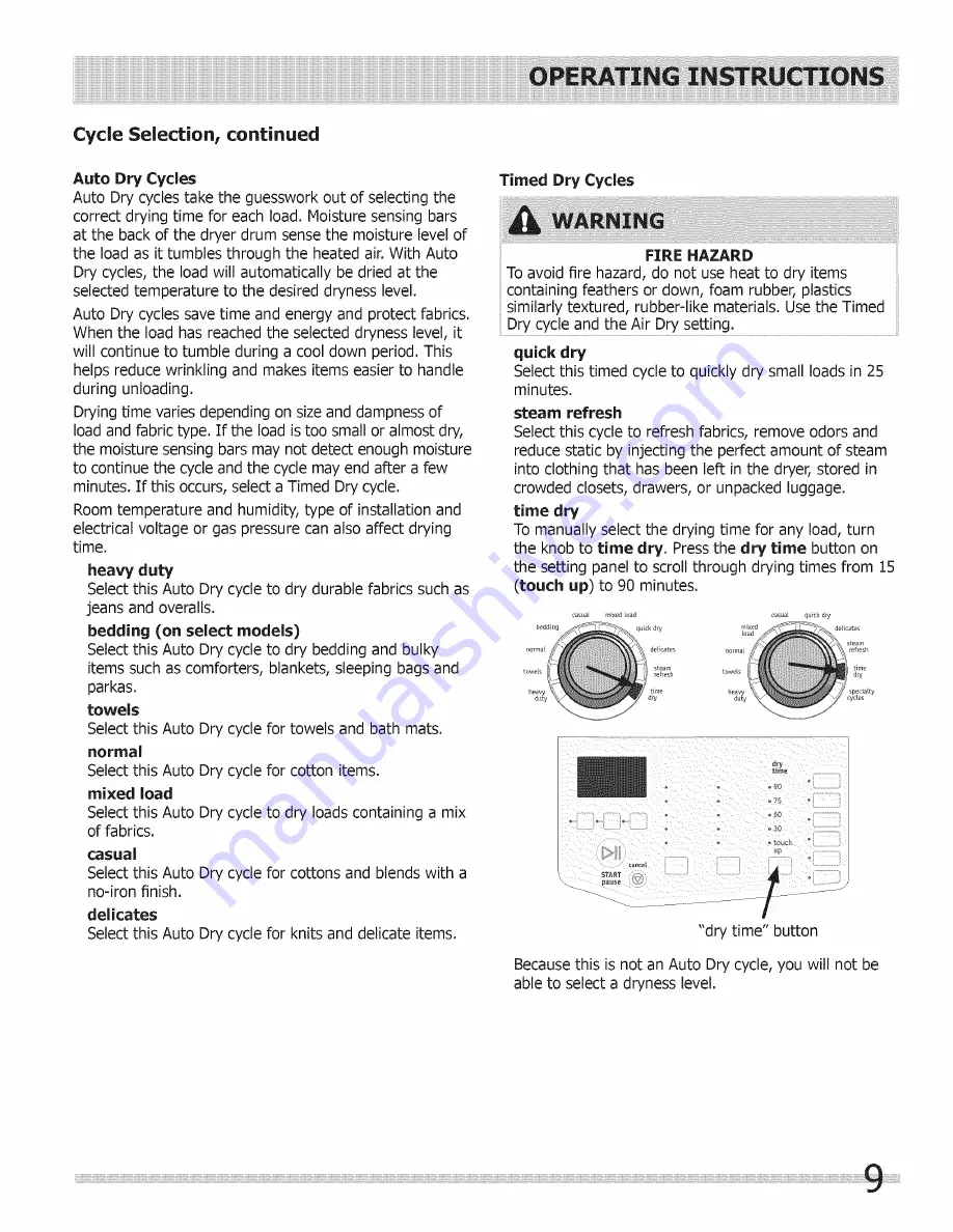 Frigidaire FASE7073NA0 Use & Care Manual Download Page 9