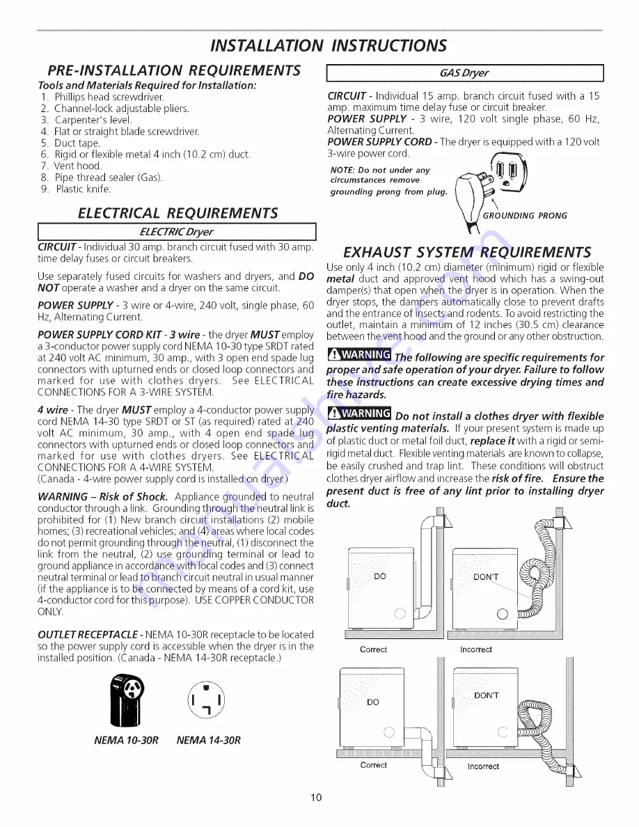 Frigidaire FCED2000LS0 Use And Care Manual Download Page 10