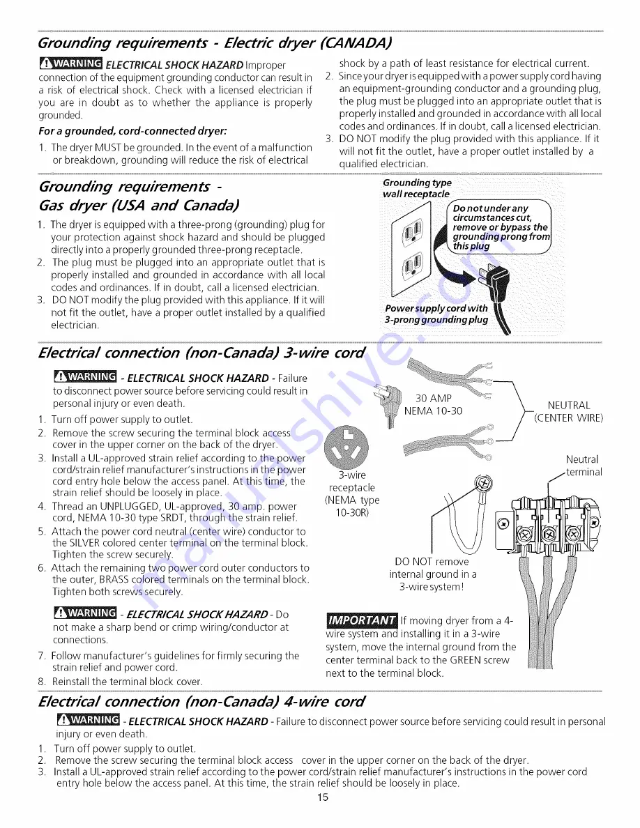 Frigidaire FCED2000LS0 Use And Care Manual Download Page 15