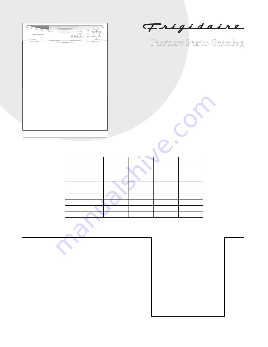 Frigidaire FDB1200RG Parts Catalog Download Page 1