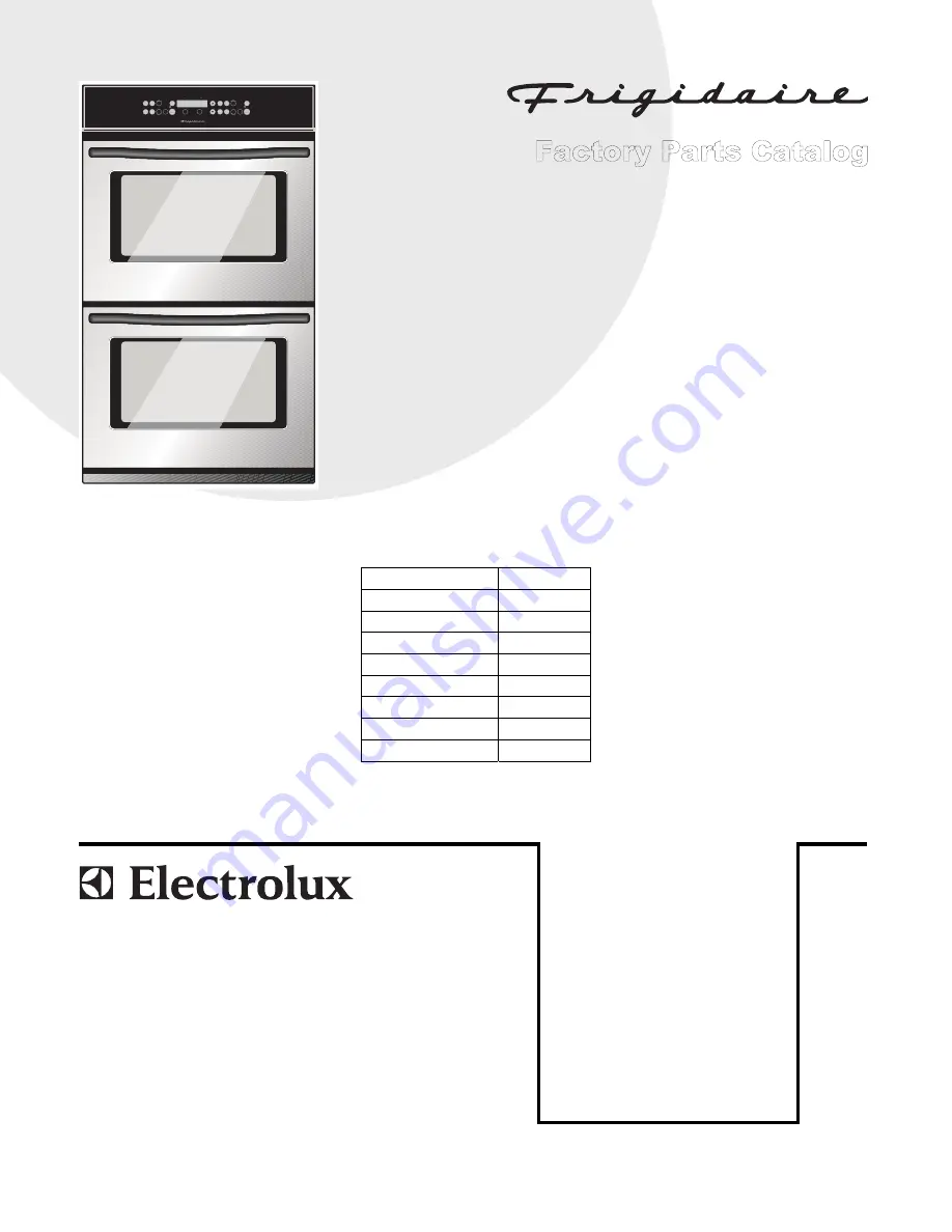 Frigidaire FEB30T5D Parts Catalog Download Page 1