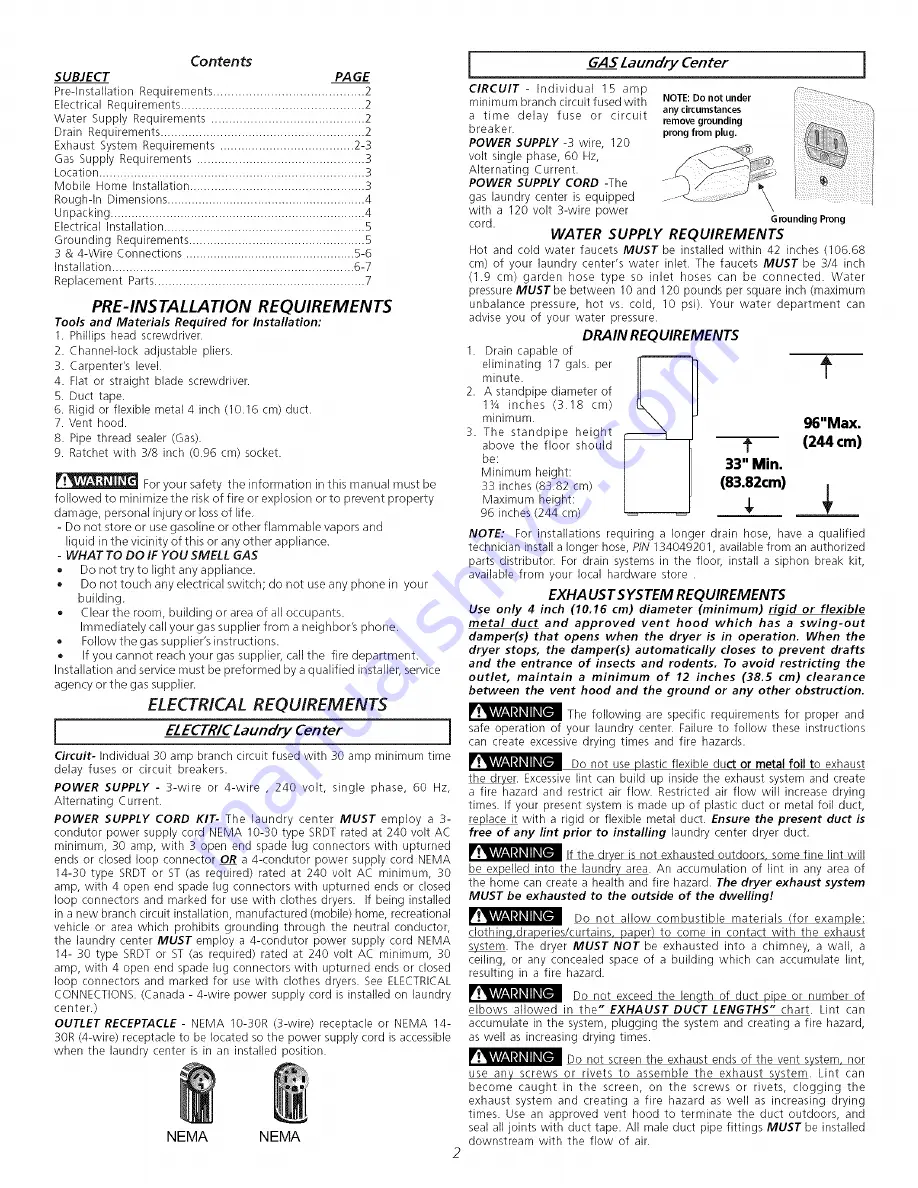 Frigidaire FEX831FS0 Скачать руководство пользователя страница 2