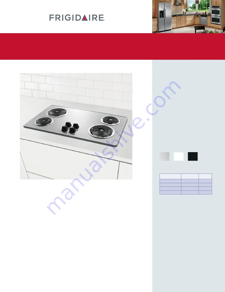 Frigidaire FFEC3605L Specifications Download Page 1